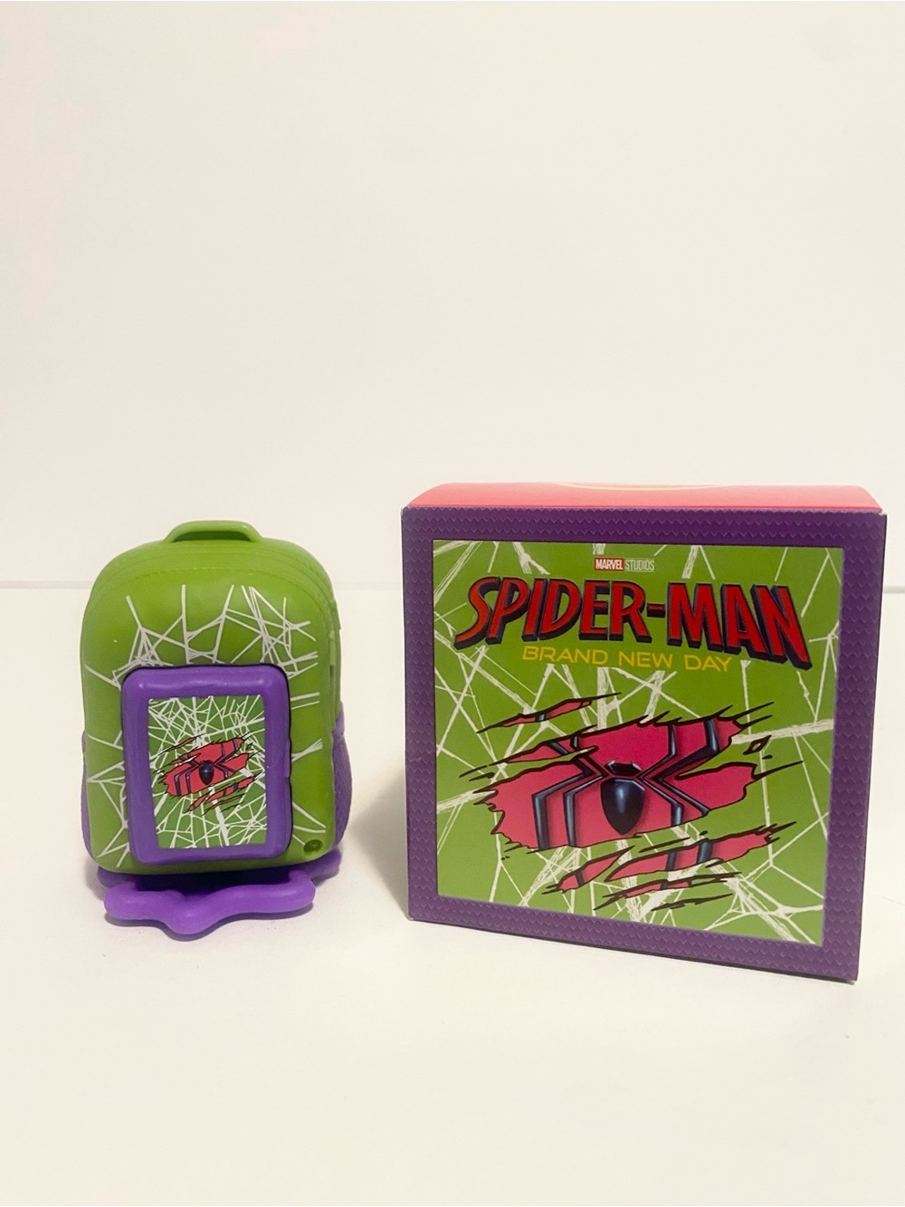 McDonald’s Spider-Man Marvel Backpack Purple Green Mini Clip Launcher Lot of 2